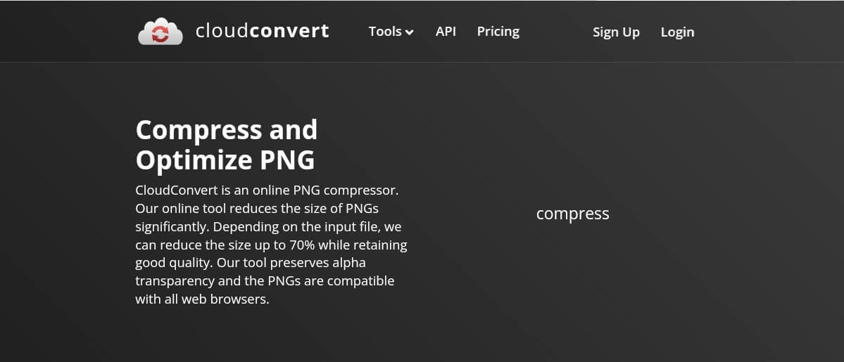 Compress PNG with Cloud convert