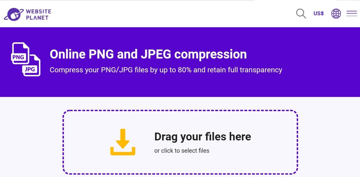 Compress PNG with Website Planet