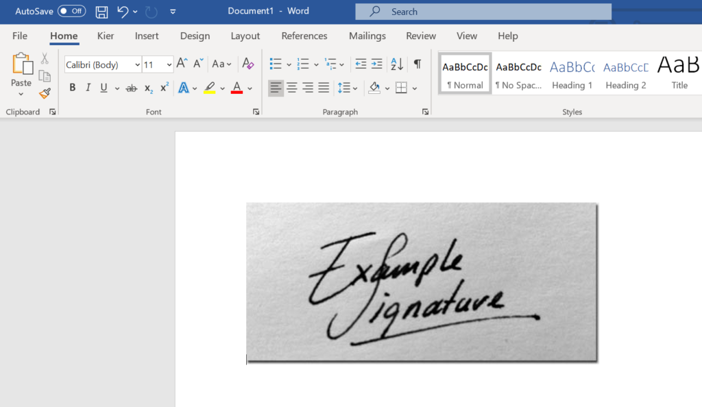 remove background from signature_MS Word step1