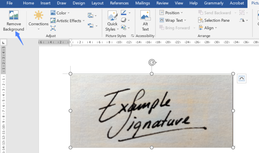 remove background from signature_MS Word step2