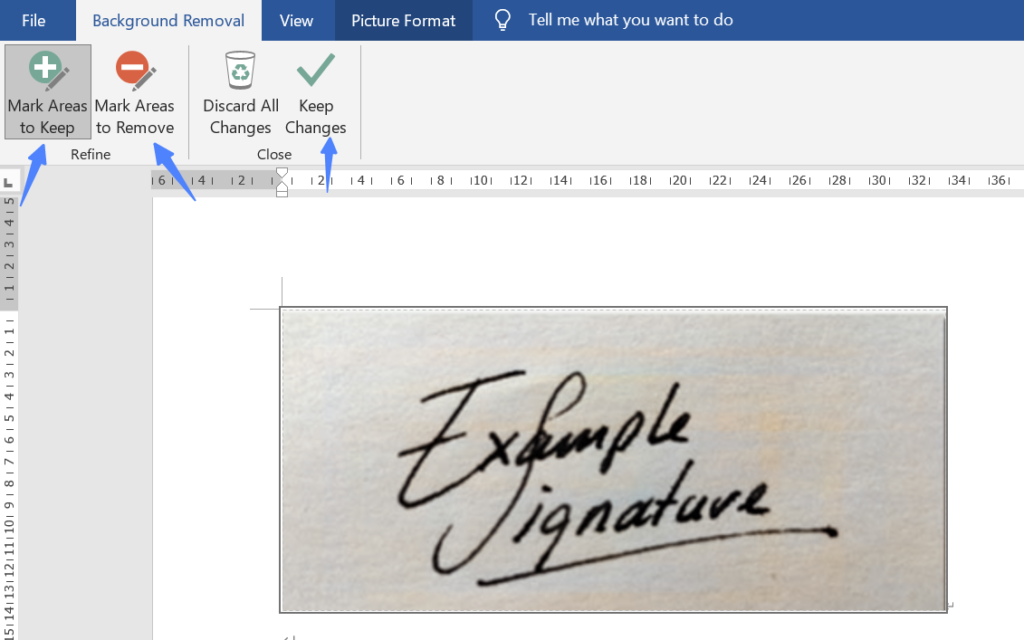 remove background from signature_MS Word Step 3